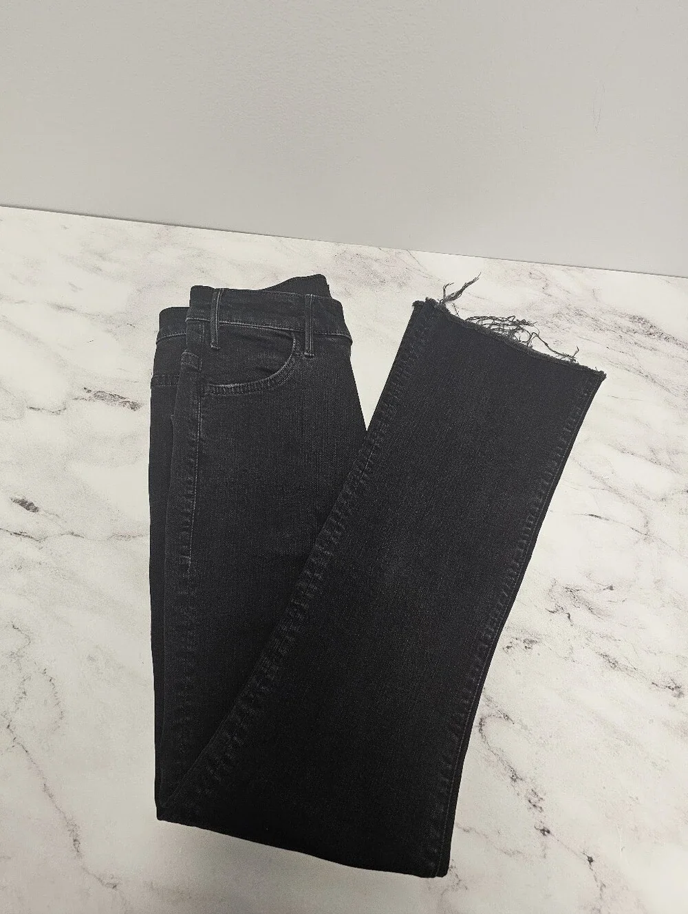 MOTHER Hustler‎ Ankle Fray High Straight Leg Not Guilty Black Jeans 26 Preowned